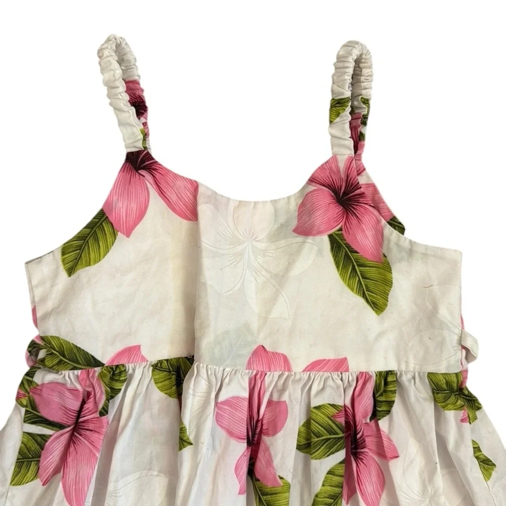 VTG Pacific Legend Hawaiian Dress Girls 3-4 Pink Hibiscus USA Cotton Tropical